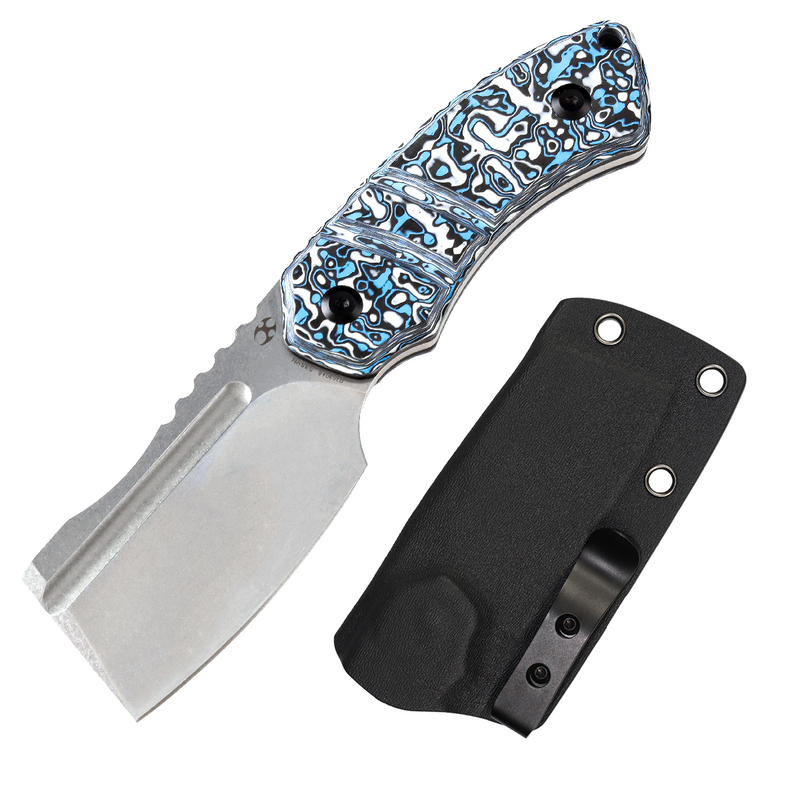 KANSEPT Korvid S Fixed Blade Blue & White Carbon Fiber + Kydex Sheath Handle (2.9" CPM-S35VN Blade) Koch Tools -G2030A6