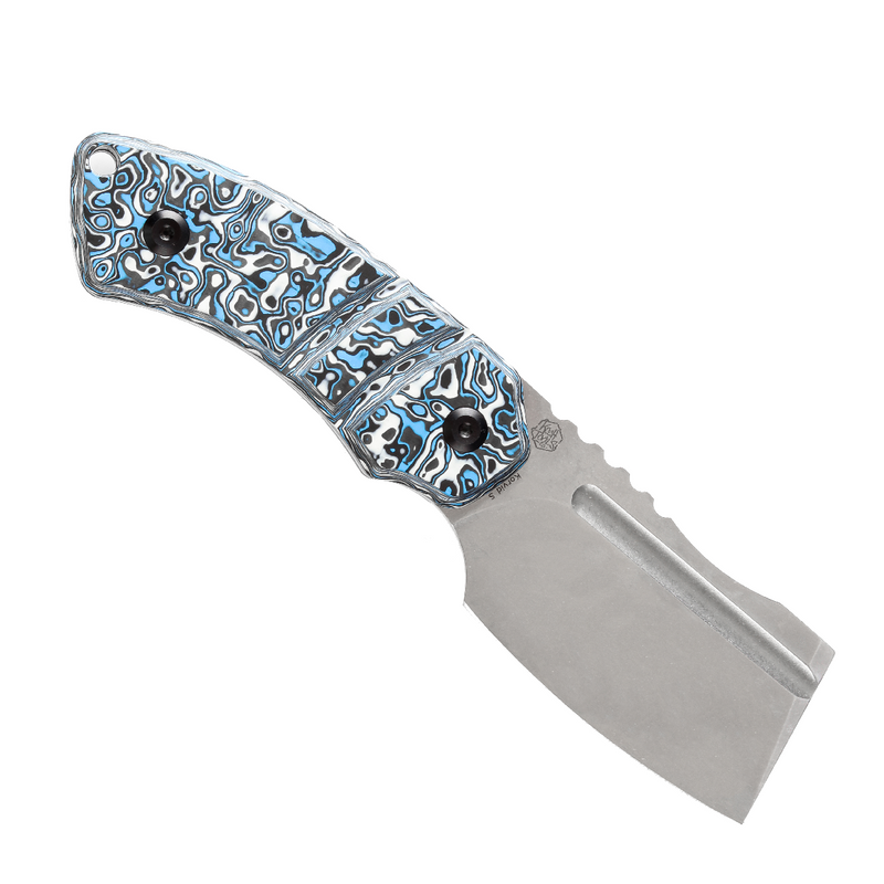 KANSEPT Korvid S Fixed Blade Blue & White Carbon Fiber + Kydex Sheath Handle (2.9" CPM-S35VN Blade) Koch Tools -G2030A6