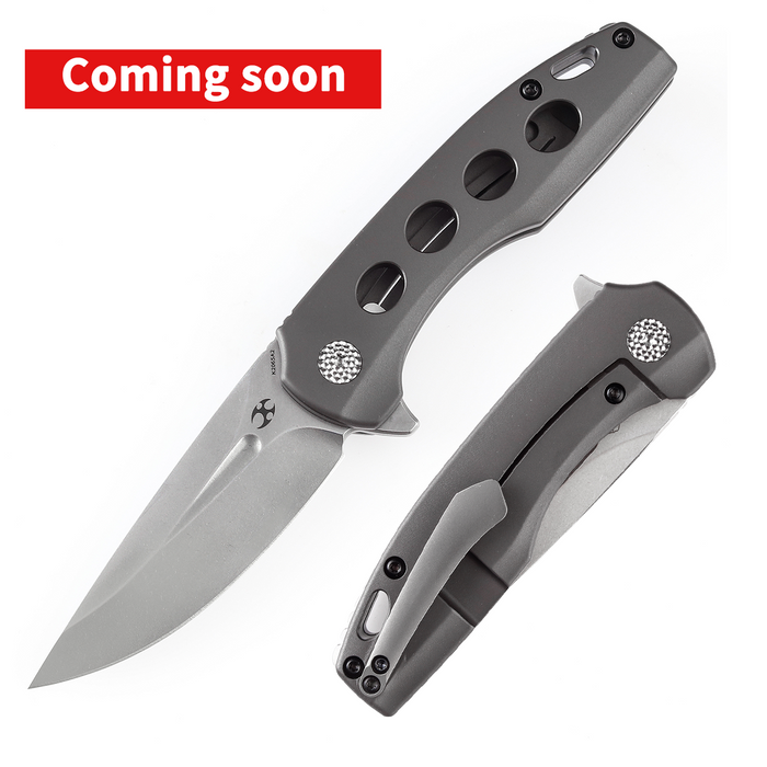 KANSEPT Cassowary Flipper Knife Gray Titanium Handle (2.9'' CPM-S35VN Blade) Koch Tools -K2065A2