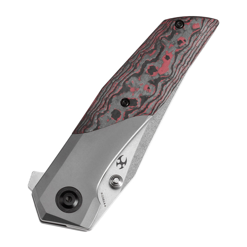 KANSEPT Deadite Thumb Stub Bronze Anodized Titanium with Lava Flow Fatcarbon Handle (3.52''CPM S35VN Blade ) Tuffknives Designed - K1081A4