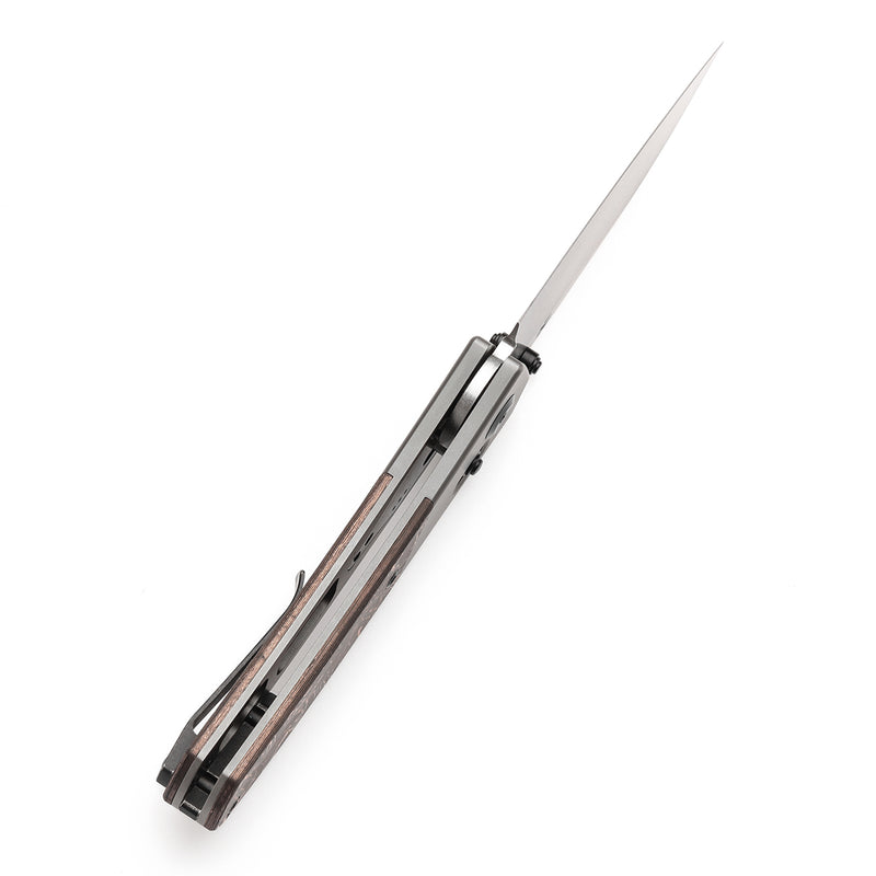 KANSEPT Dako Cross Bar Lock Stonewashed Titanium with Copper Carbon Fiber Handle (3.19" CPM S35VN Blade) with Eddy M Design-K1101V2