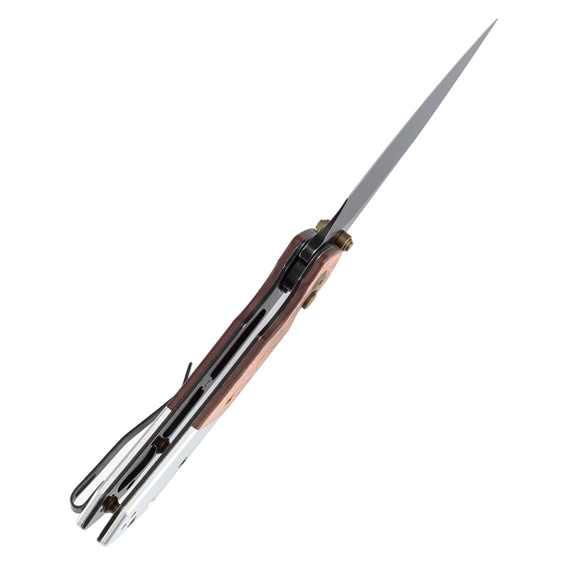 KANSEPT Fenrir Button Lock G-10 with Copper Foil Handle (3.45'' Blackwash 154CM Blade) Sparrow Knife Designed- T1034B2