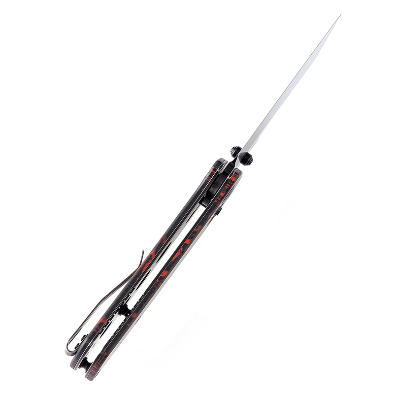 KANSEPT Main Street Thumb Studs/Crossbar Lock KnifeBlack and Red G-Mascus  Handle (3.36''154CM Blade) Dirk Pinkerton Design-T1015V5