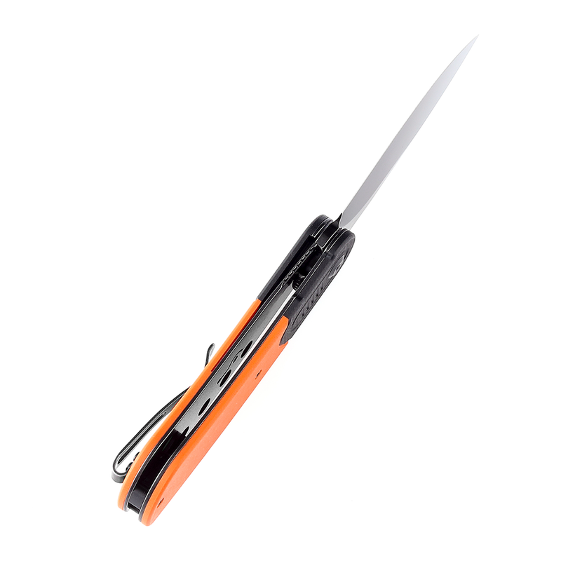 Reverie T2025B3 Black Stonewashed 154CM Blade Black and Orange G10 Handle Design by Justin Lundquist