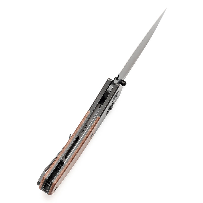 KANSEPT Dako Cross Bar Lock Titanium with Brown Micarta Handle (3.19“ CPM S35VN Blade) with Eddy M Design-K1101V6