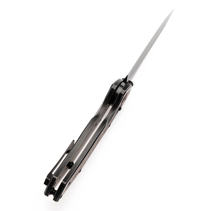 KANSEPT Apollo Cross Bar Lock Blackwash Titanium with Copper Carbon Fiber Handle (3.11“ CPM S35VN Blade) with War Blades Design-K2107V3