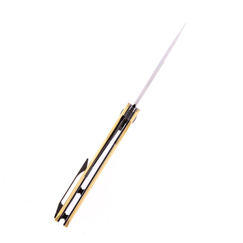 KANSEPT Prickle Flipper Knife Brass Handle (3.53"CPM-S35VN Blade)Max Tkachuk Design -K1012B1