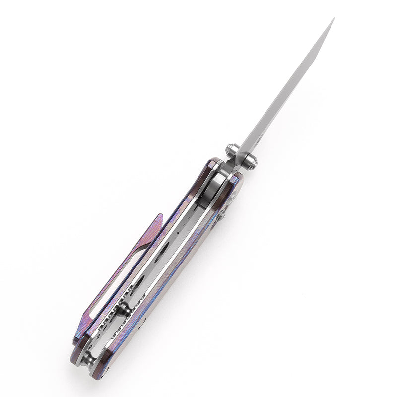 KANSEPT Little Main Street Cross Bar Lock Timascus Handle (2.26'' Damascus Blade) Dirk Pinkerton Design-K2015V3