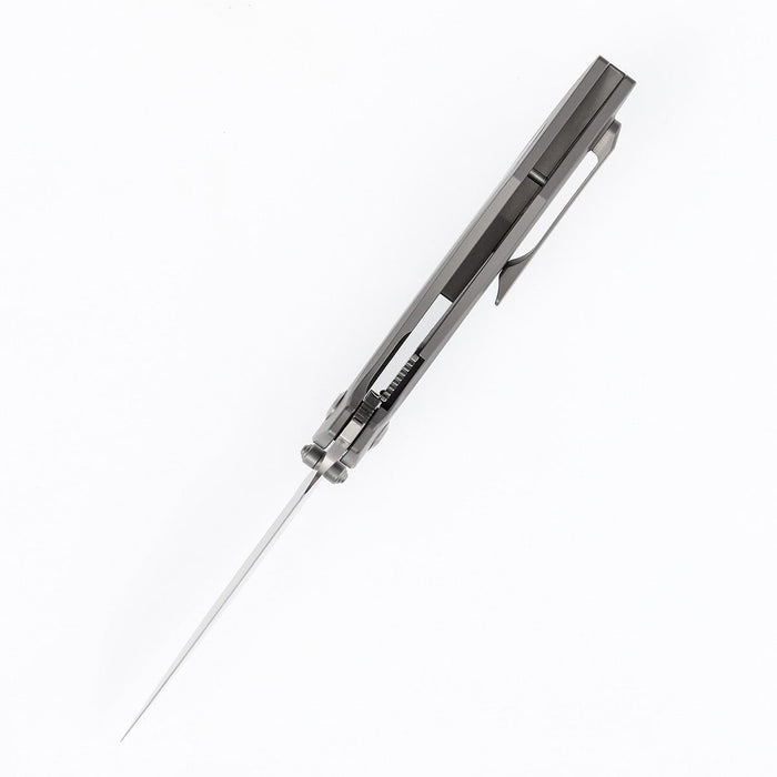 KANSEPT Baku Flipper/Thumb Hole Knife  Titanium + Timascus Inlay Handle (3.2'' CPM-S35VN Blade)Sparrow Knife Co Design -K1056A8