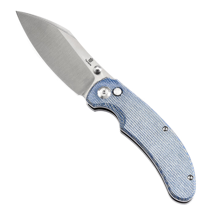 Tenable Nesstreet Folding Knife Blue Micarta Handle(3.58'' Satin 14C28N Blade)Karambit Maker Design-T1039F5