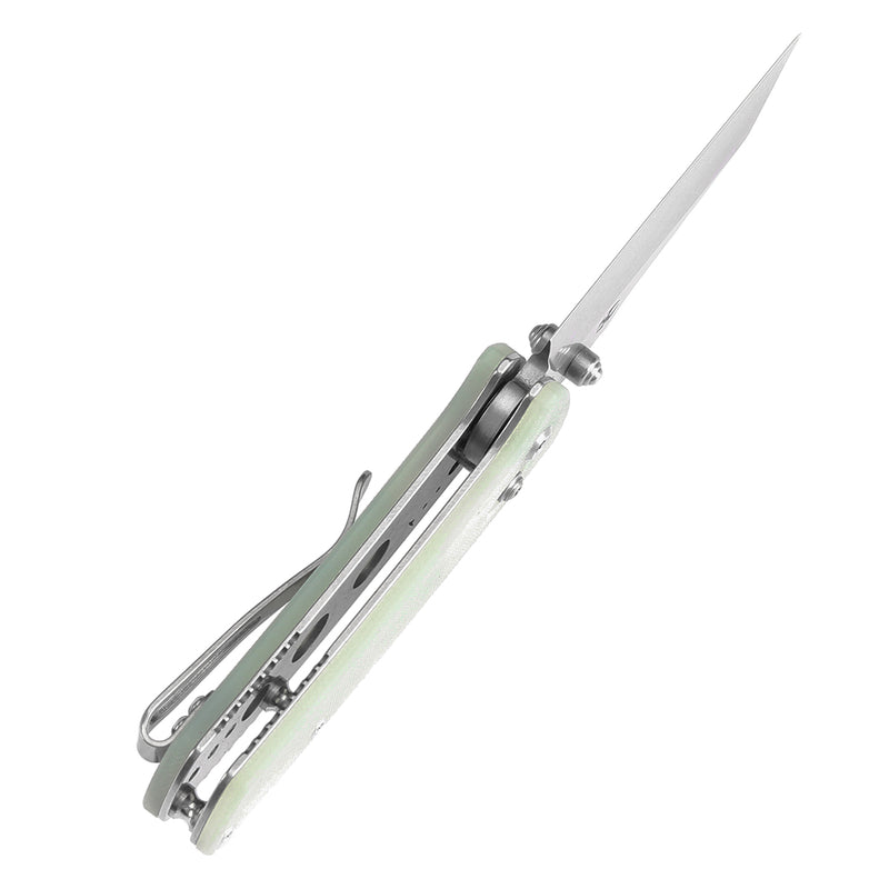 KANSEPT Little Main Street Cross Bar Lock Jade G10 Handle (2.26'' Stonewashed 154CM Blade) Dirk Pinkerton Design T2015V5