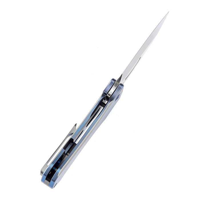 KANSEPT Loki Thumb Hole Knife Plain & Blue Anodized Titanium Handle (2.99''CPM-S35VN Blade)Steven Dunnuck Design-K1058A2