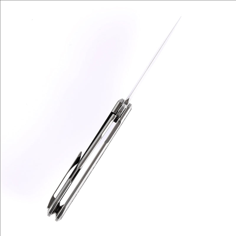 KANSEPT Kratos K1024A1 Ostap Hel Design Titanium Handle with Carbon Fiber Inlay CPM-S35VN Blade