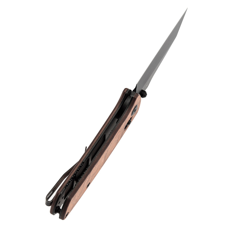 KANSEPT Main Street Crossbar Lock Knife G-10 with Copper Foil Handle(3.36" CPM S35VN Blade)Pinkerton Knives Design-K1015V2
