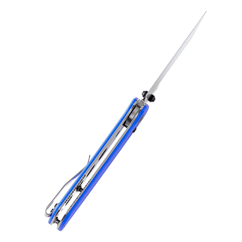 KANSEPT Main Street Thumb Studs/Crossbar Lock Knife Blue G10 Handle (3.36''154CM Blade) Dirk Pinkerton Design-T1015V3