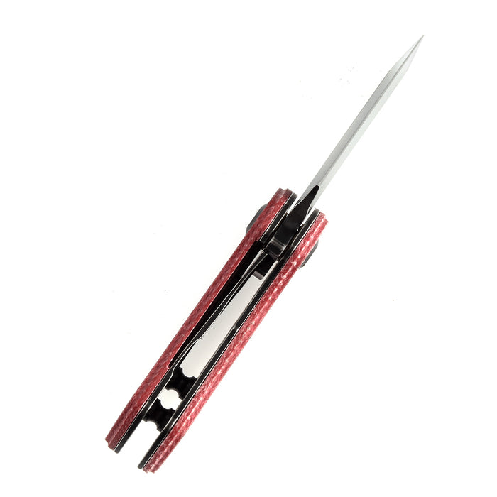 KANSEPT Mini Korvid  Flipper Knife Red Canvas Micarta  Handle (1.45'' 154CM Blade) Koch Tools Design-T3030M2