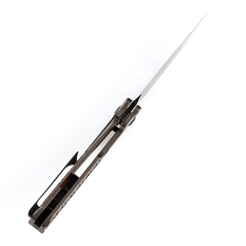 KANSEPT Loki Thumb Hole Knife Bronze Anodized Titanium with Frag Pattern Handle (2.99''CPM S35VN Blade)Steven Dunnuck Design-K1058A4