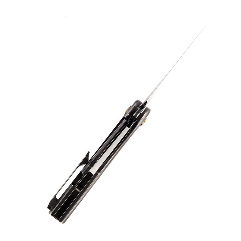 KANSEPT Cassowary Flipper Knife Blackwash Titanium Handle (2.9'' CPM-S35VN Blade) Koch Tools -K2065A1