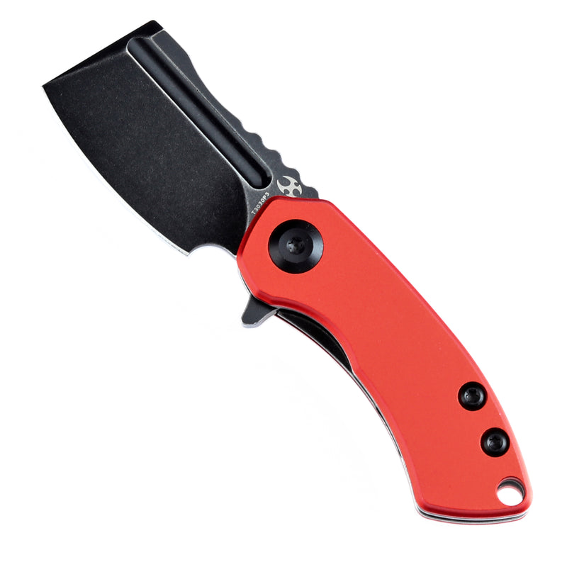 KANSEPT Mini Korvid  Flipper Knife Red Anodized Aluminum Handle (1.45'' Stonewashed 154CM Blade) Koch Tools Design-T3030P3