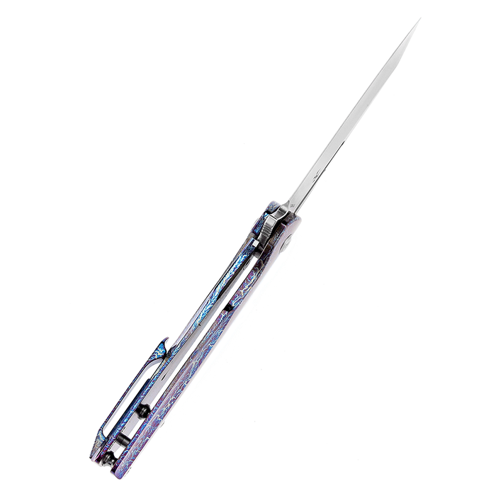 KANSEPT Shard K1006A16 Satin CPM-S35VN Blade Lightning Strike Anodized Titanium Handle With Kim Ning Design