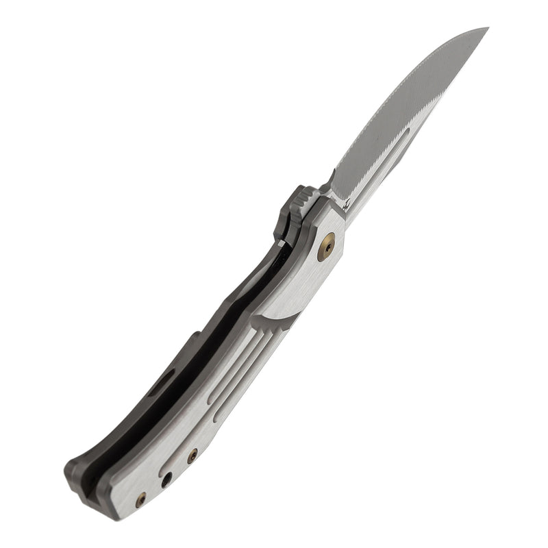 KANSEPT Orion Limited Version Flipper Bronze Anodized and Machine Satin Titanium Handle (3.07" Machine Satin CPM S35VN with CNC Milling Blade) JB Stout Design-K1089B3