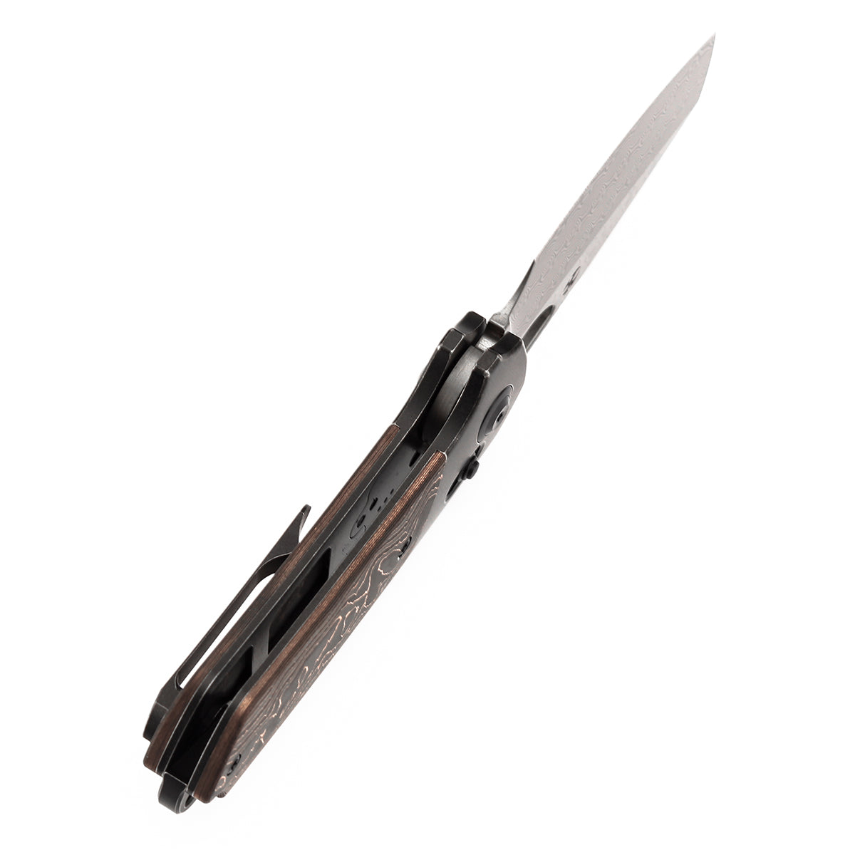 KANSEPT Nahual Crossbar Lock Knife Blackwash Titanium with Copper
