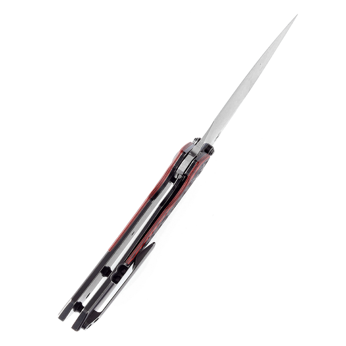 KANSEPT Fenrir Flipper Knife Black and Red G10+ Titanium  Handle (3.48'' CPM-S35VN Blade) Greg Schob Design -K1034L2( Left Handed)