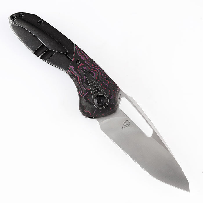 KANSEPT On Pending-Thoth Thumb Hole Knife Purple Carbon Fiber Handle (3.93''CPM 20CV Blade ) Sparrow Knife Co Design -K1075A1
