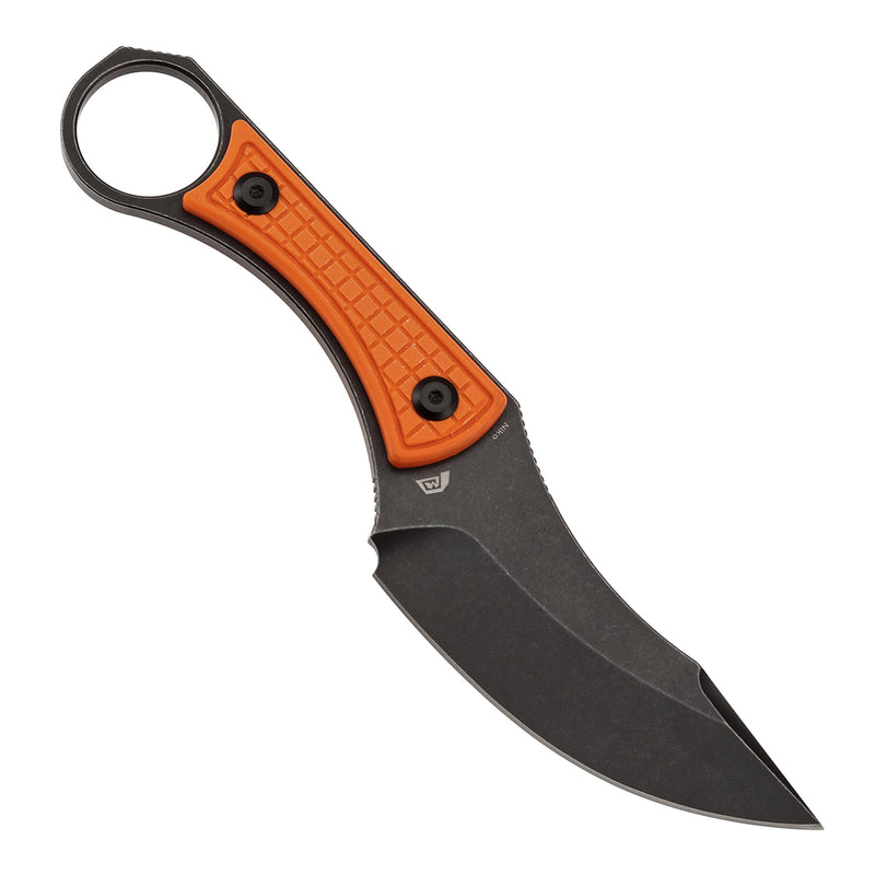 KANSEPT Niko Fixed Knife Orange G10 with Frag Pattern Handle (3.54''Blackwash D2 Blade ) with Sheath Marco Knives Design -G004A10