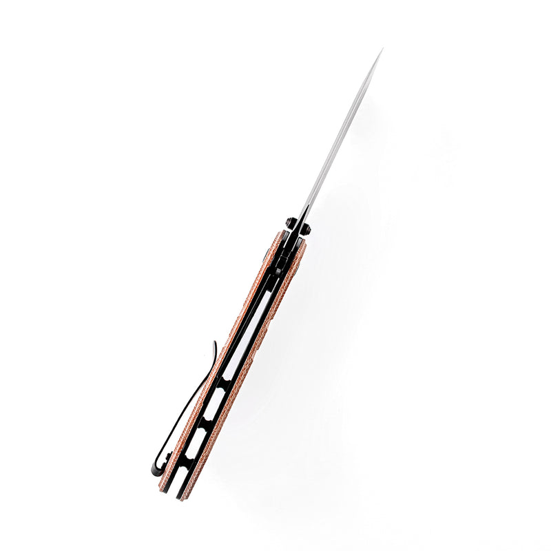 KANSEPT Thumb Stub XL Korvid Brown Micarta Handle (3.55'' 154CM Blade) Designed by Koch Tools-T1030A2