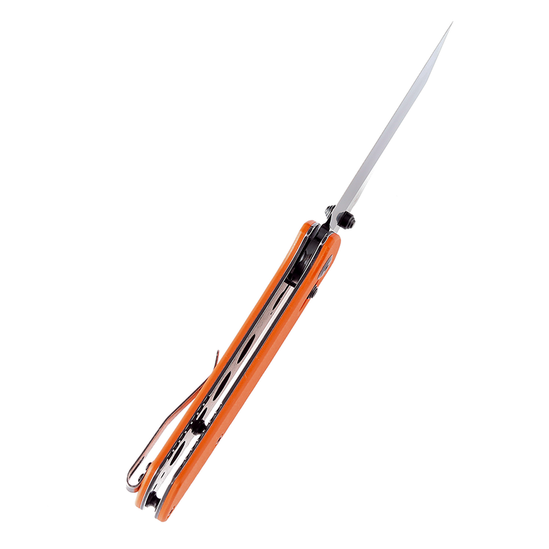 KANSEPT Main Street Thumb Studs/Crossbar Lock Knife Orange G10 Handle (3.36''154CM Blade) Dirk Pinkerton Design-T1015V2