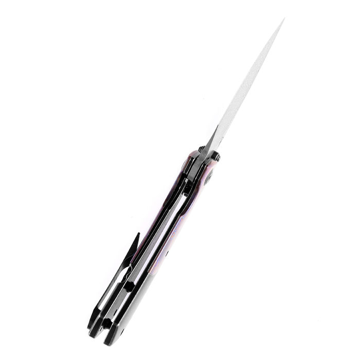 KANSEPT Fenrir Flipper/Thumb Hole Knife Titanium + Timascus Handle (3.48'' Damascus Blade) Greg Schob Design-K1034A8