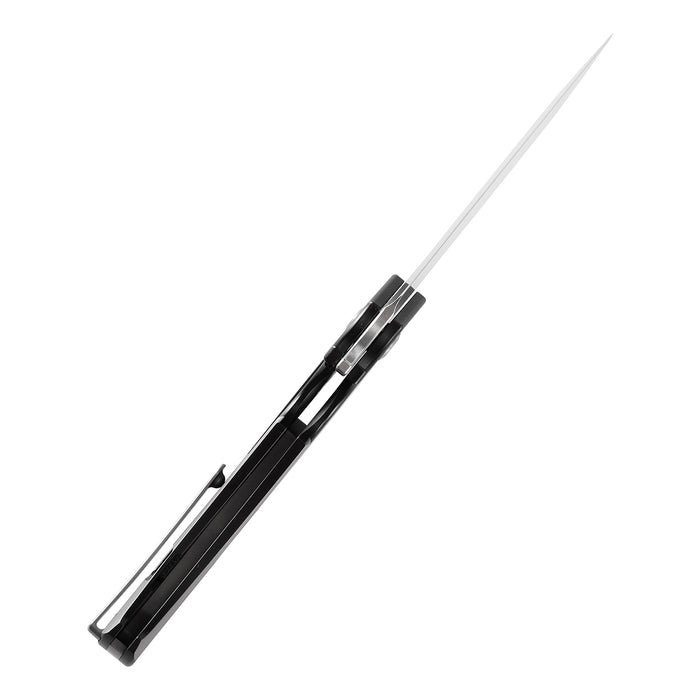 KANSEPT Hellx Flipper Knife Black Coating + Plian Titanium Handle (3.60" D2  Blade)Mikkel Willumsen Design -K1008A1