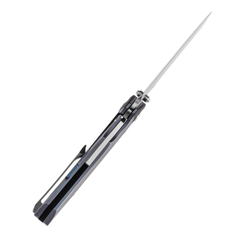 KANSEPT Weim Thumb Studs Knife Twill Carbon Fiber+Blue Anodized Titanium Handle (3.28''CPM S35VN Blade)Jonathan Styles Design-K1051A2