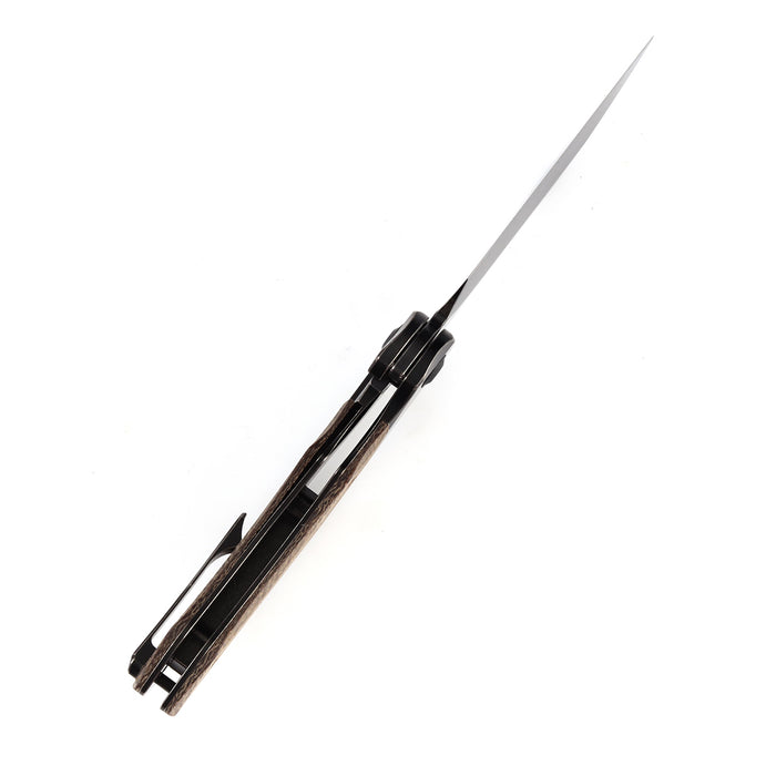 KANSEPT Cosmos Flipper Knives Titanium + Brown Micarta ( 3.58''CPM 20CV Blade)Munko Knives Design-K1059A4