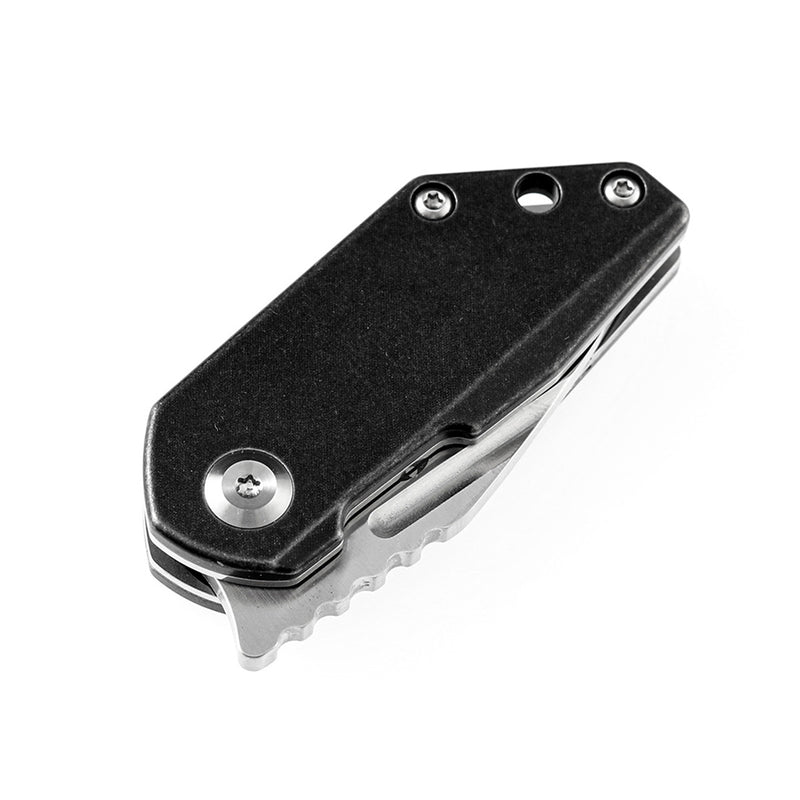 KANSEPT RIO Flipper Knife Black Titanium Handle (1.56'' M390 Blade)4T5 Design-K3044A1