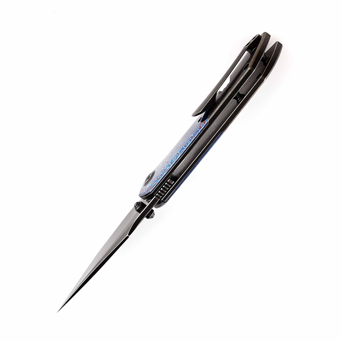 KANSEPT Fenrir Flipper Knife Timascus + Stonewashed Titanium Handle (3.48''CPM-S35VN Blade) Greg Schob Design -K1034B2