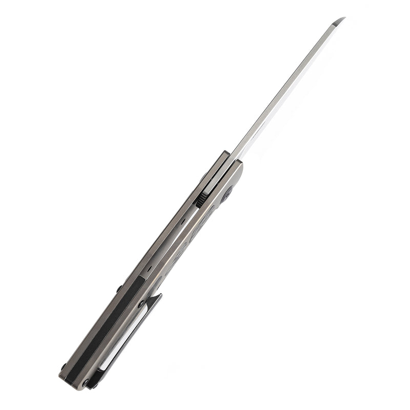 KANSEPT Cru Flipper Knife Bronze Anodized Titanium & Twill Carbon Fiber Handle(3.46''Damascus Blade) Villella Knives Design-K1092A4