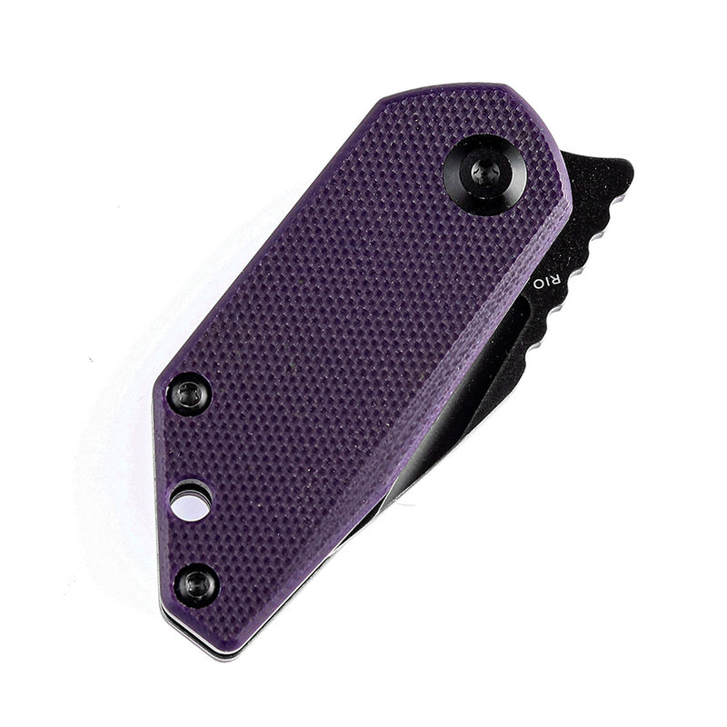 KANSEPT RIO Flipper Knife Purple G10 Handle (1.56'' M390 Blade)4T5 Design-K3044A5