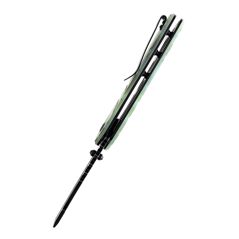 XL Korvid T1030B2 Black Stonewashed 154CM Blade Jade and Camouflage G10 Handle Designed by Koch Tools