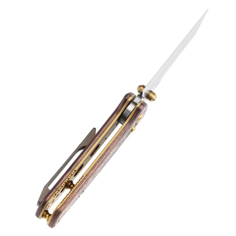 KANSEPT Little Main Street Cross Bar Lock Copper Carbon Fiber Handle (2.26'' CPM S35VN Blade) Dirk Pinkerton Design-K2015V2