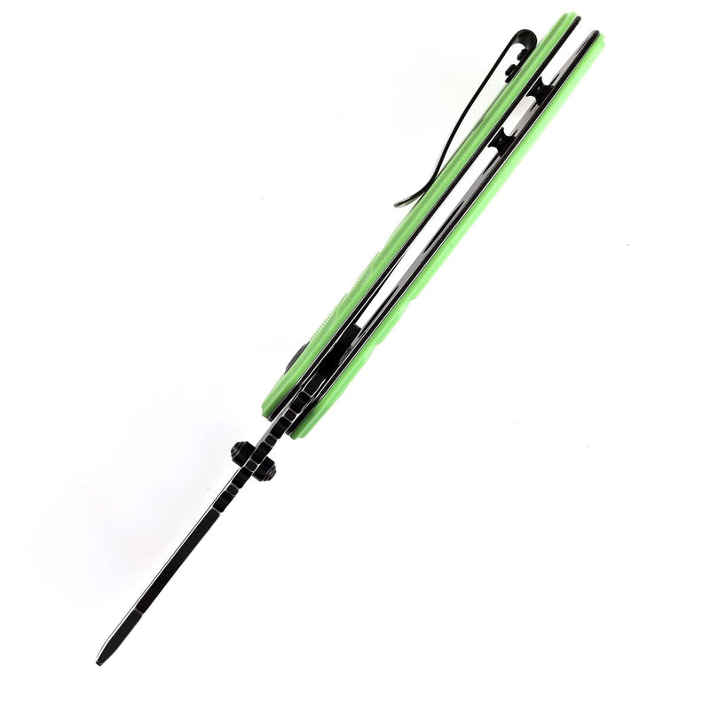 KANSEPT M+ Korvid Thumb Studs/Flipper Knife Grass Green G10 Handle (3.07'‘ 154CM Blade ) Koch Tools Design-T2030B3U