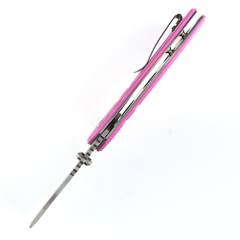 KANSEPT M+ Korvid Thumb Studs/Flipper Knife Pink G10 Handle (3.07'‘ 154CM Blade ) Koch Tools Design-T2030B4U