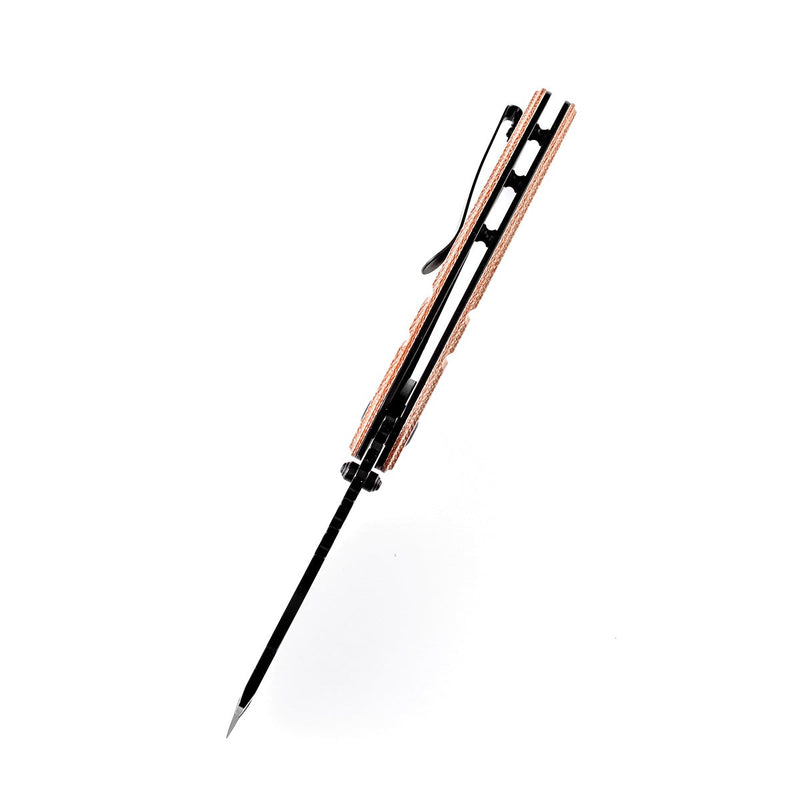 KANSEPT Thumb Stub XL Korvid Brown Micarta Handle (3.55'' 154CM Blade) Designed by Koch Tools-T1030A2