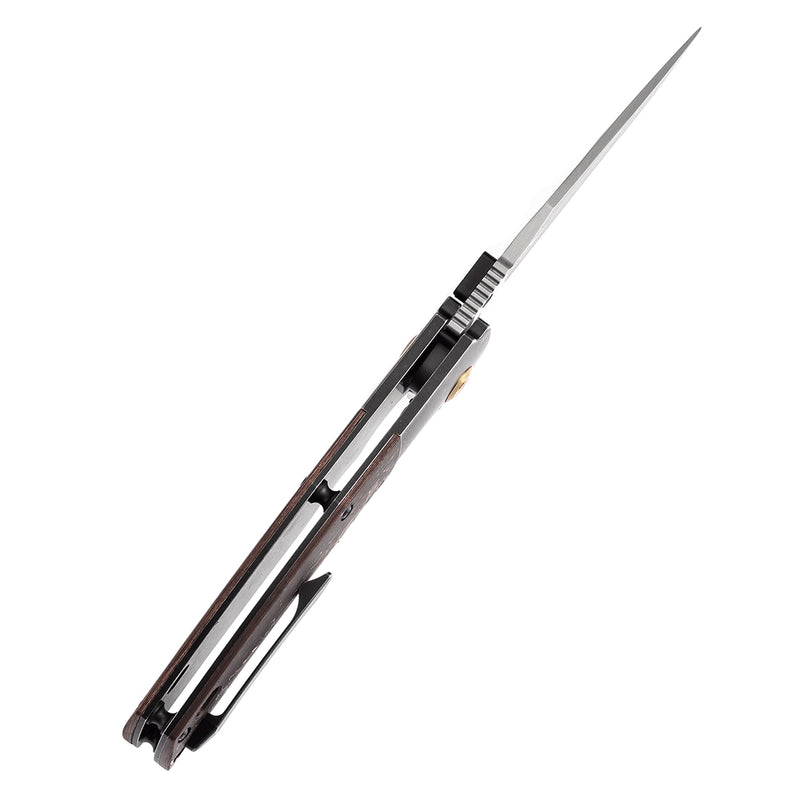 KANSEPT Hinterland Thumb Stub Blackwash Titanium and Copper Carbon Fiber Handle (3.58"Damascus Blade) Morgan Koens Design-K1057A3