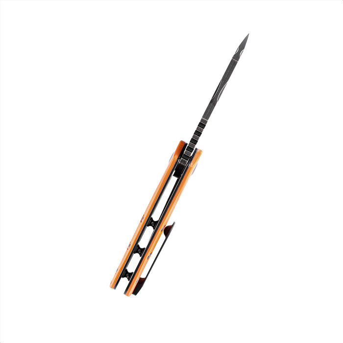 KTC3 T1031A4 Black TiCn Coated 154CM Blade Orange G10 Handle with Koch Tools Design