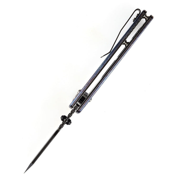 KANSEPT Main Street Thumb Studs/Crossbar Lock Knife Lightning Strike Titanium Handle(3.36''CPM S35VN Blade)Dirk Pinkerton Design-K1015M2