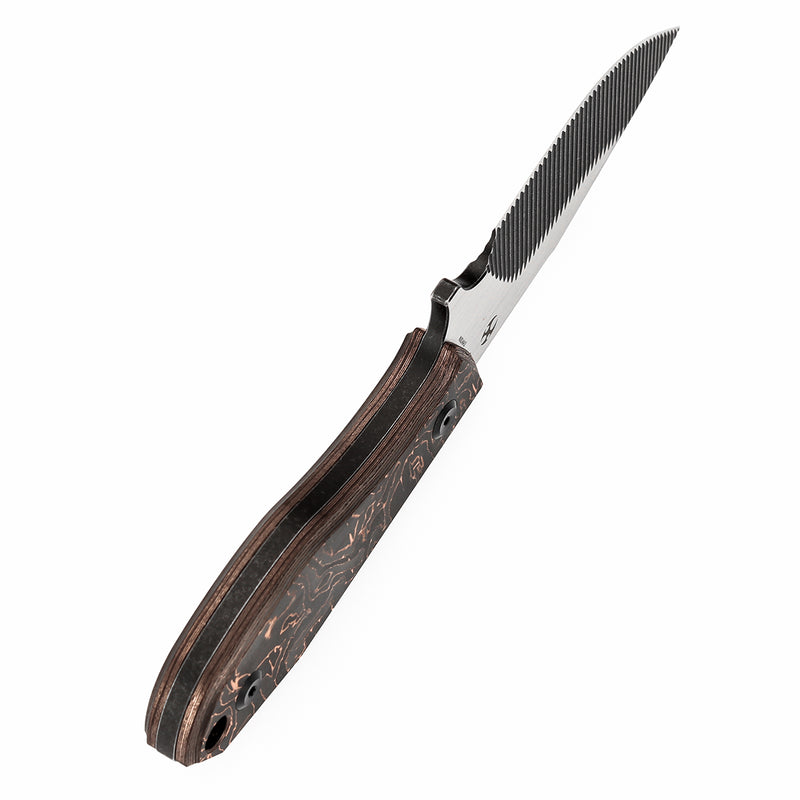 KANSEPT Fixed Blade Tiny Dancer Copper Carbon Fiber Handle (3.17" CPM S35VN with CNC Milling Blade) with JB Stout Design Design-K014A3