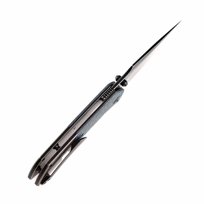 KANSEPT Fenrir Flipper Knife Rose Pattern Carbon Fiber+ Titanium  Handle (3.48'' CPM-S35VN Blade) Greg Schob Design -K1034A11
