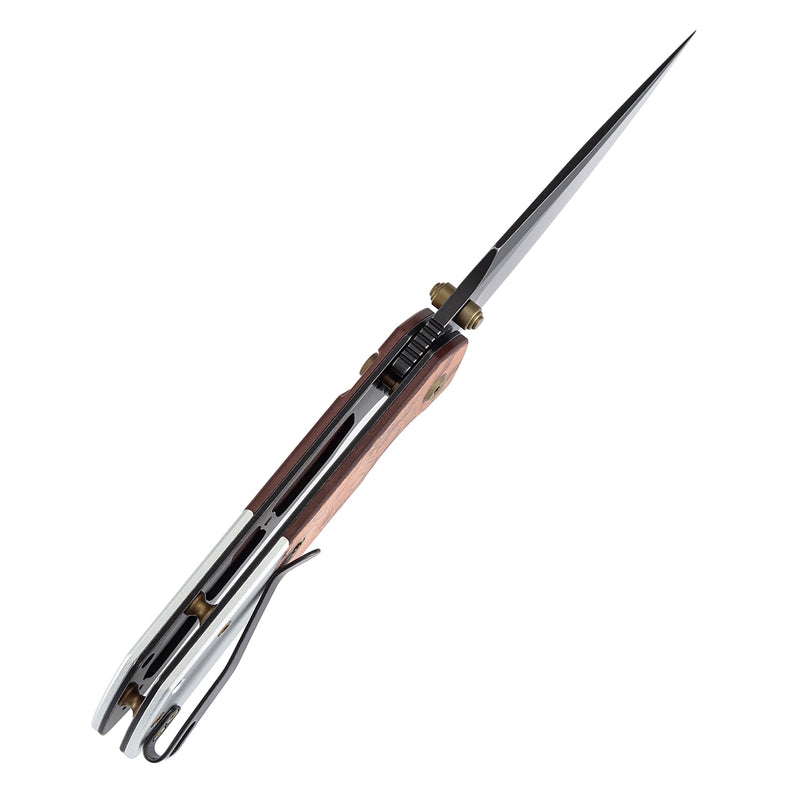 KANSEPT Fenrir Button Lock G-10 with Copper Foil Handle (3.45'' Blackwash 154CM Blade) Sparrow Knife Designed- T1034B2